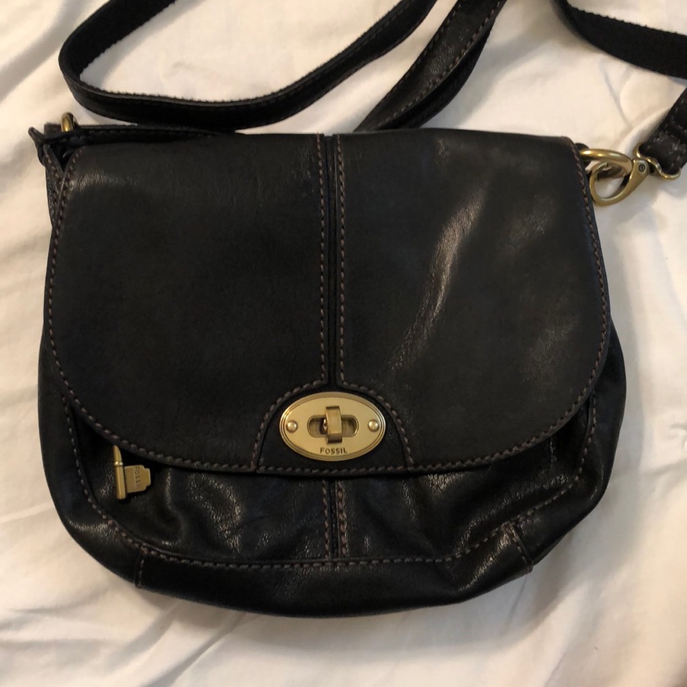 Black Fossil Crossbody